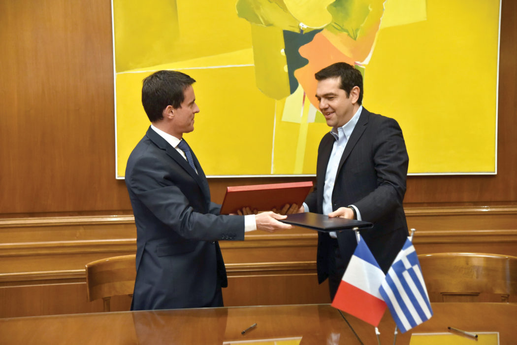 The two Premiers sign a road map for the strategic relation between Greece and France. D Paterakis
