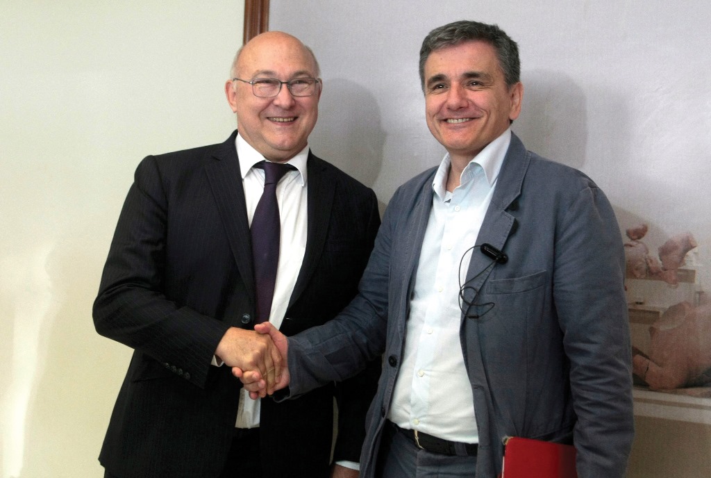 Συνάντηση του υπουργού Οικονομικών Ευκλείδη Τσακαλώτου με το Γάλλο ομόλογό του, Μισέλ Σαπέν, στο Υπουργείο Οικονομικών, την Παρασκευή 3 Ιουνίου 2016. (EUROKINISSI/ΣΤΕΛΙΟΣ ΣΤΕΦΑΝΟΥ)